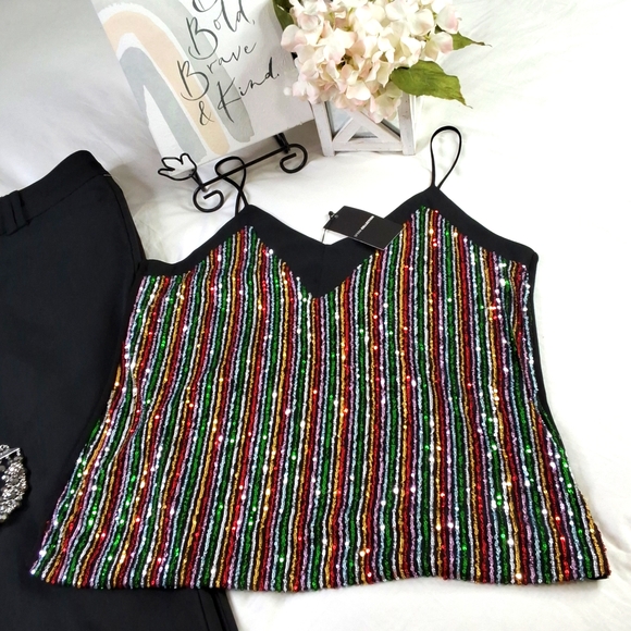 Sequin Women's Camisole Concert Elegant Wear Metallic Resortwear Vacation - Picture 13 of 14